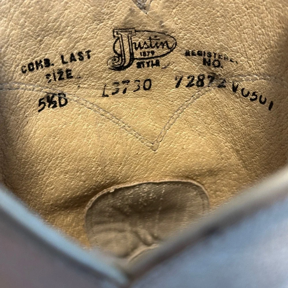 JUSTIN LEATHER COWBOY BOOTS. Womens US 5.5 B - Picture 5 of 6